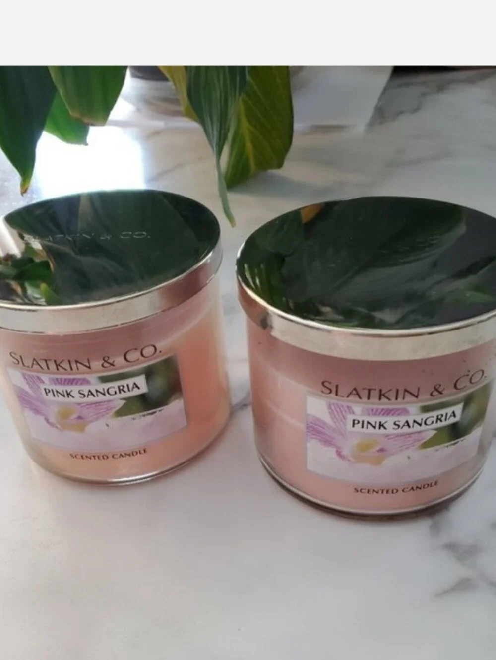 2 Slatkin & Co. Pink Sangria 3 Wick Jar Candle 14.5 oz Bath & Body Works